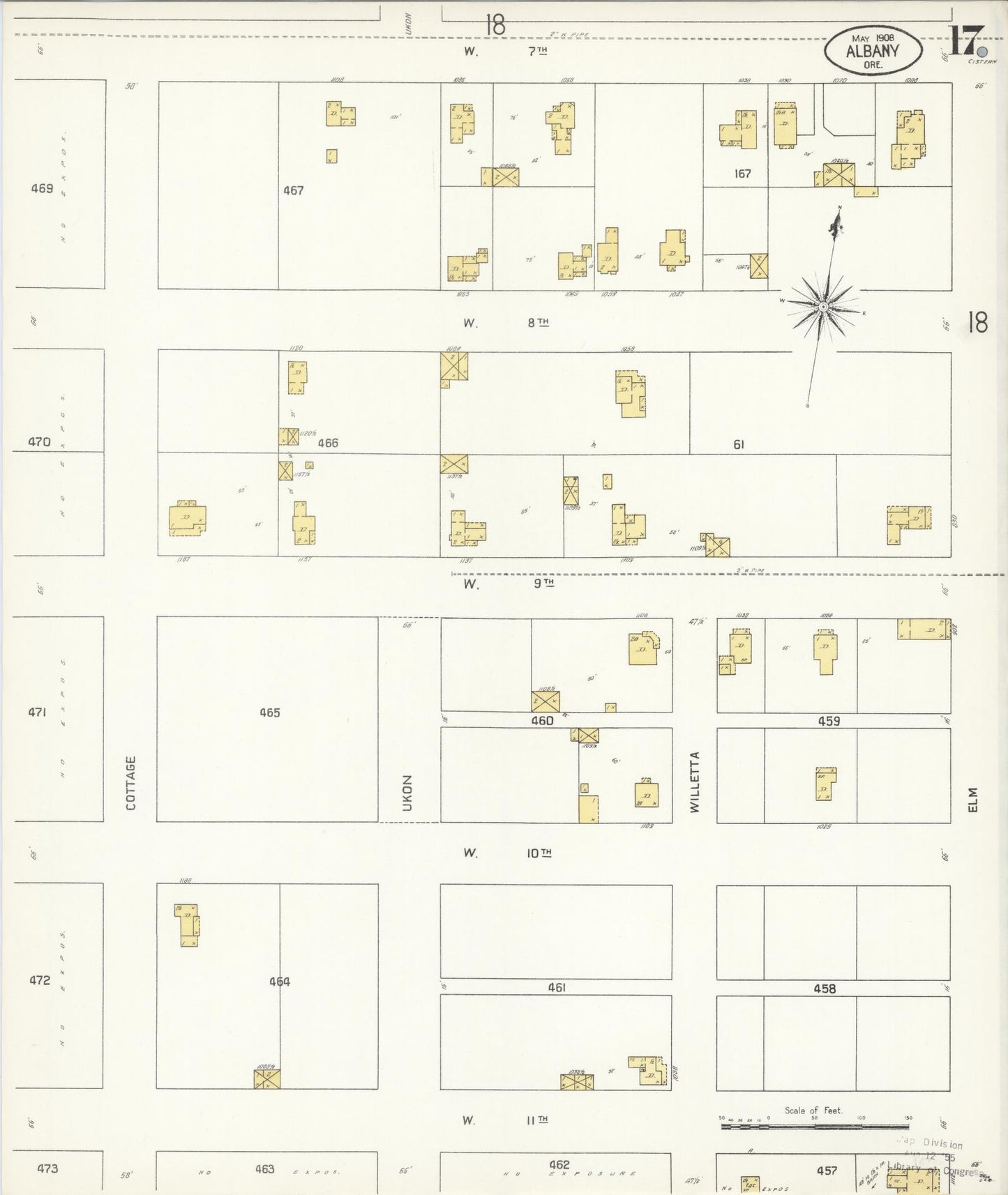 Sanborn Fire Insurance Map from Albany, Linn County, Oregon (1908), Sheet #0017 - Historic Sanborn Fire Insurance Map Print, vintage old map wall art, antique decor, genealogy gift, Oregon Oregon map
