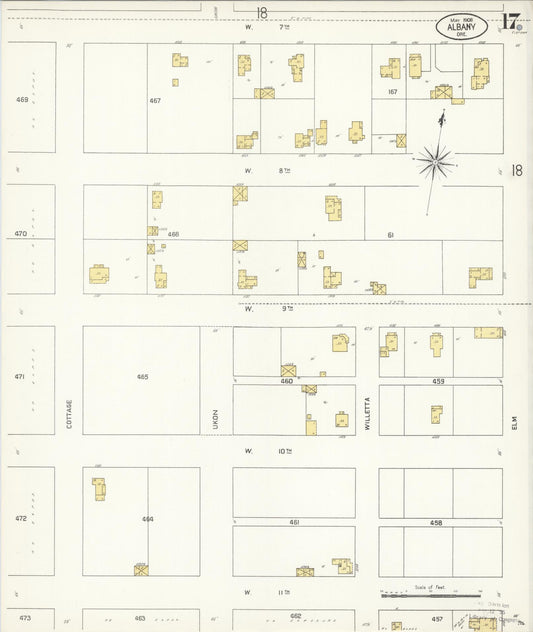 Sanborn Fire Insurance Map from Albany, Linn County, Oregon (1908), Sheet #0017 - Historic Sanborn Fire Insurance Map Print, vintage old map wall art, antique decor, genealogy gift, Oregon Oregon map