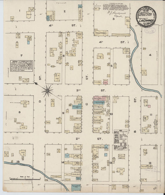 Sanborn Fire Insurance Map from La Grande, Union County, Oregon (1884), Sheet #0001 - Historic Sanborn Fire Insurance Map Print, vintage old map wall art, antique decor, genealogy gift, Oregon Oregon map