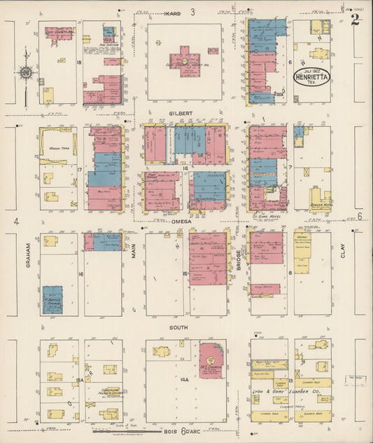 Sanborn Fire Insurance Map from Henrietta, Clay County, Texas (1922), Sheet #0002 - Historic Sanborn Fire Insurance Map Print, vintage old map wall art, antique decor, genealogy gift, Texas Texas map