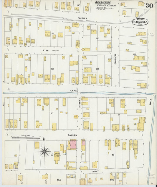 Sanborn Fire Insurance Map from Pensacola, Escambia County, Florida (1903), Sheet #0030 - Historic Sanborn Fire Insurance Map Print, vintage old map wall art, antique decor, genealogy gift, Florida Florida map