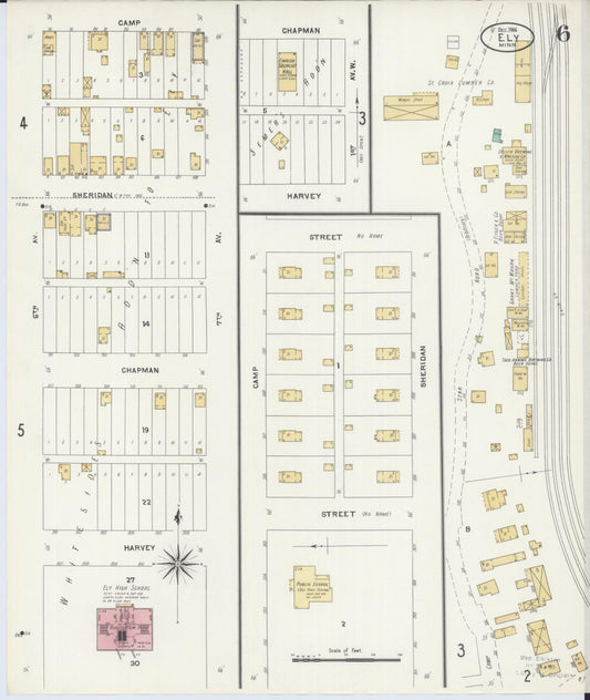 Sanborn Fire Insurance Map from Ely, Saint Louis County, Minnesota (1906), Sheet #0006 - Historic Sanborn Fire Insurance Map Print, vintage old map wall art, antique decor, genealogy gift, Minnesota Minnesota map