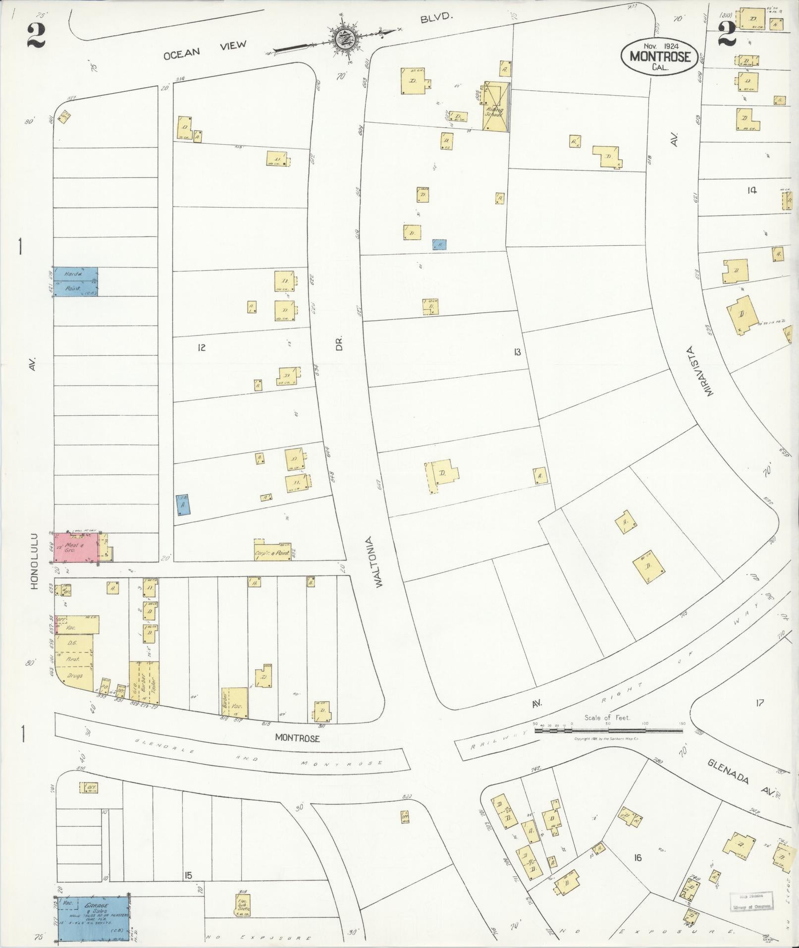 Sanborn Fire Insurance Map from Montrose, Los Angeles County, California (1924), Sheet #0002 - Complete Map Set gallery image, historic Sanborn map, vintage wall art, California California