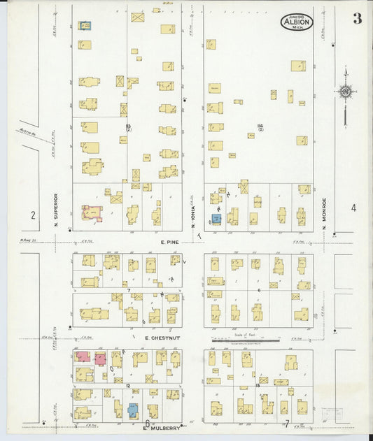 Sanborn Fire Insurance Map from Albion, Calhoun County, Michigan (1918), Sheet #0003 - Historic Sanborn Fire Insurance Map Print, vintage old map wall art, antique decor, genealogy gift, Michigan Michigan map