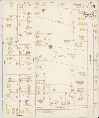 Sanborn Fire Insurance Map from Mechanicsburg, Champaign County, Ohio (1921), Sheet #0005 - Historic Sanborn Fire Insurance Map Print, vintage old map wall art, antique decor, genealogy gift, Ohio Ohio map