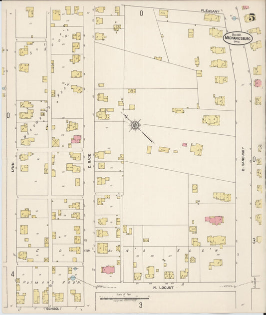 Sanborn Fire Insurance Map from Mechanicsburg, Champaign County, Ohio (1921), Sheet #0005 - Historic Sanborn Fire Insurance Map Print, vintage old map wall art, antique decor, genealogy gift, Ohio Ohio map