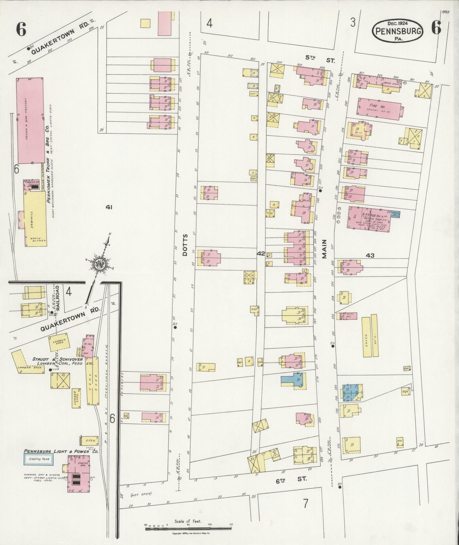 Sanborn Fire Insurance Map from Pennsburg, Montgomery County, Pennsylvania (1924), Sheet #0006 - Complete Map Set gallery image, historic Sanborn map, vintage wall art, Pennsylvania Pennsylvania