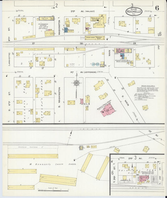 Sanborn Fire Insurance Map from Rochelle, Ogle County, Illinois (1912), Sheet #0006 - Historic Sanborn Fire Insurance Map Print, vintage old map wall art, antique decor, genealogy gift, Illinois Illinois map