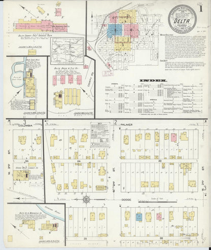 Sanborn Fire Insurance Map from Delta, Delta County, Colorado (1912), Sheet #0001 - Complete Map Set gallery image, historic Sanborn map, vintage wall art, Colorado Colorado
