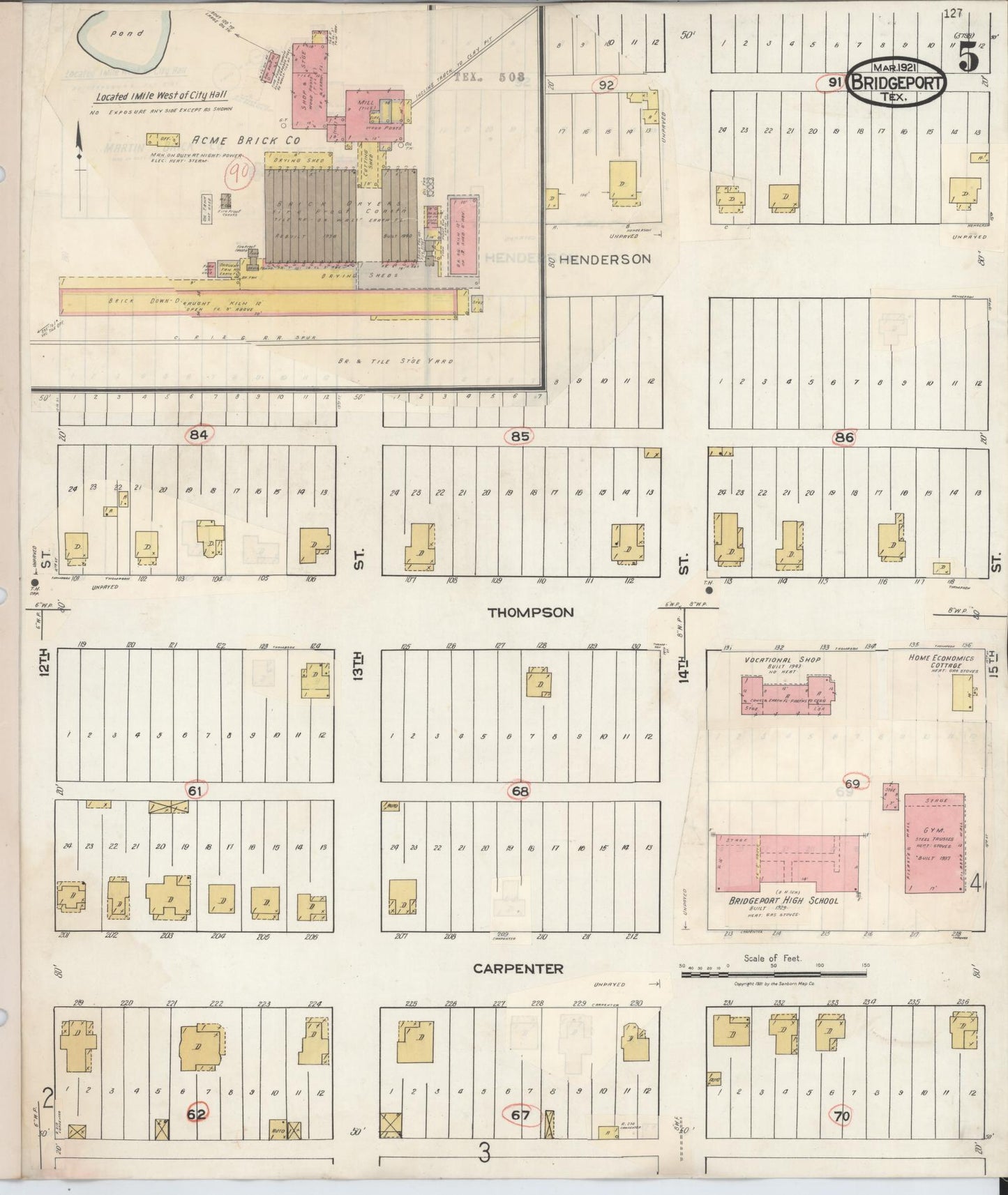Sanborn Fire Insurance Map from Bridgeport, Wise County, Texas (1944), Sheet #0005 - Historic Sanborn Fire Insurance Map Print, vintage old map wall art, antique decor, genealogy gift, Texas Texas map