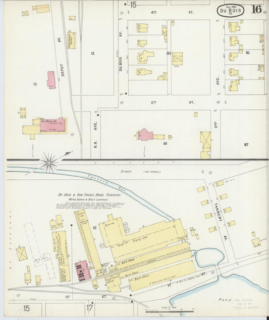 Sanborn Fire Insurance Map from Du Bois, Clearfield County, Pennsylvania (1896), Sheet #0016 - Historic Sanborn Fire Insurance Map Print, vintage old map wall art, antique decor, genealogy gift, Pennsylvania Pennsylvania map