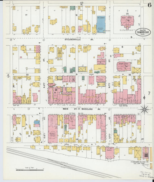 Sanborn Fire Insurance Map from Cambridge, Guernsey County, Ohio (1901), Sheet #0006 - Historic Sanborn Fire Insurance Map Print, vintage old map wall art, antique decor, genealogy gift, Ohio Ohio map