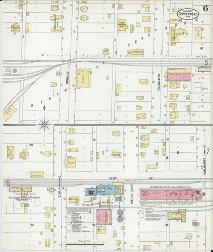 Sanborn Fire Insurance Map from Coffeyville, Montgomery County, Kansas (1901), Sheet #0006 - Complete Map Set gallery image, historic Sanborn map, vintage wall art, Kansas Kansas