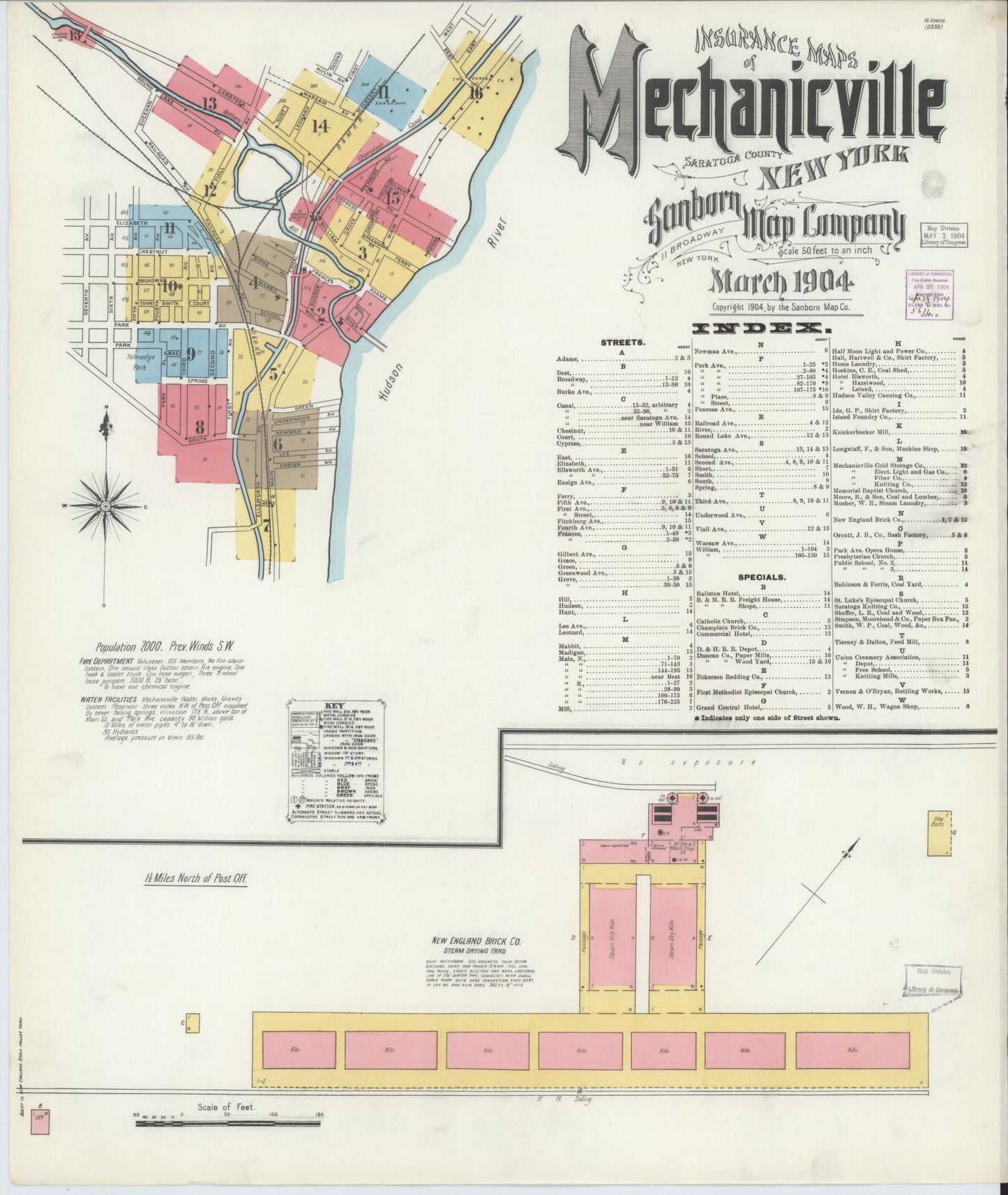 Sanborn Fire Insurance Map from Mechanicville, Saratoga County, New York. (1904) – Historic Sanborn Fire Insurance Map Print