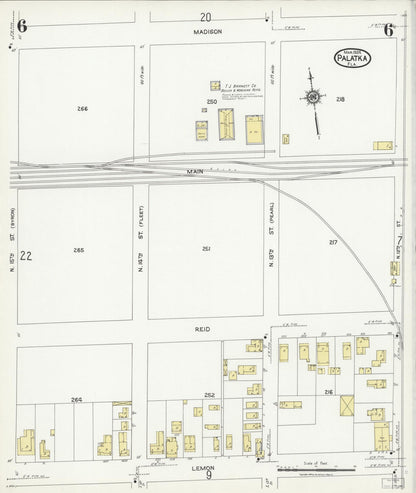 Sanborn Fire Insurance Map from Palatka, Putnam County, Florida (1924), Sheet #0006 - Complete Map Set gallery image, historic Sanborn map, vintage wall art, Florida Florida