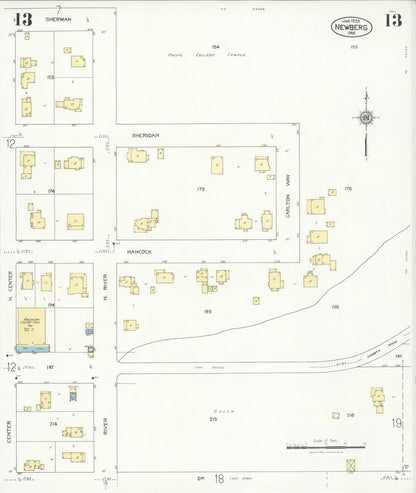 Sanborn Fire Insurance Map from Newberg, Yamhill County, Oregon (1929), Sheet #0013 - Complete Map Set gallery image, historic Sanborn map, vintage wall art, Oregon Oregon