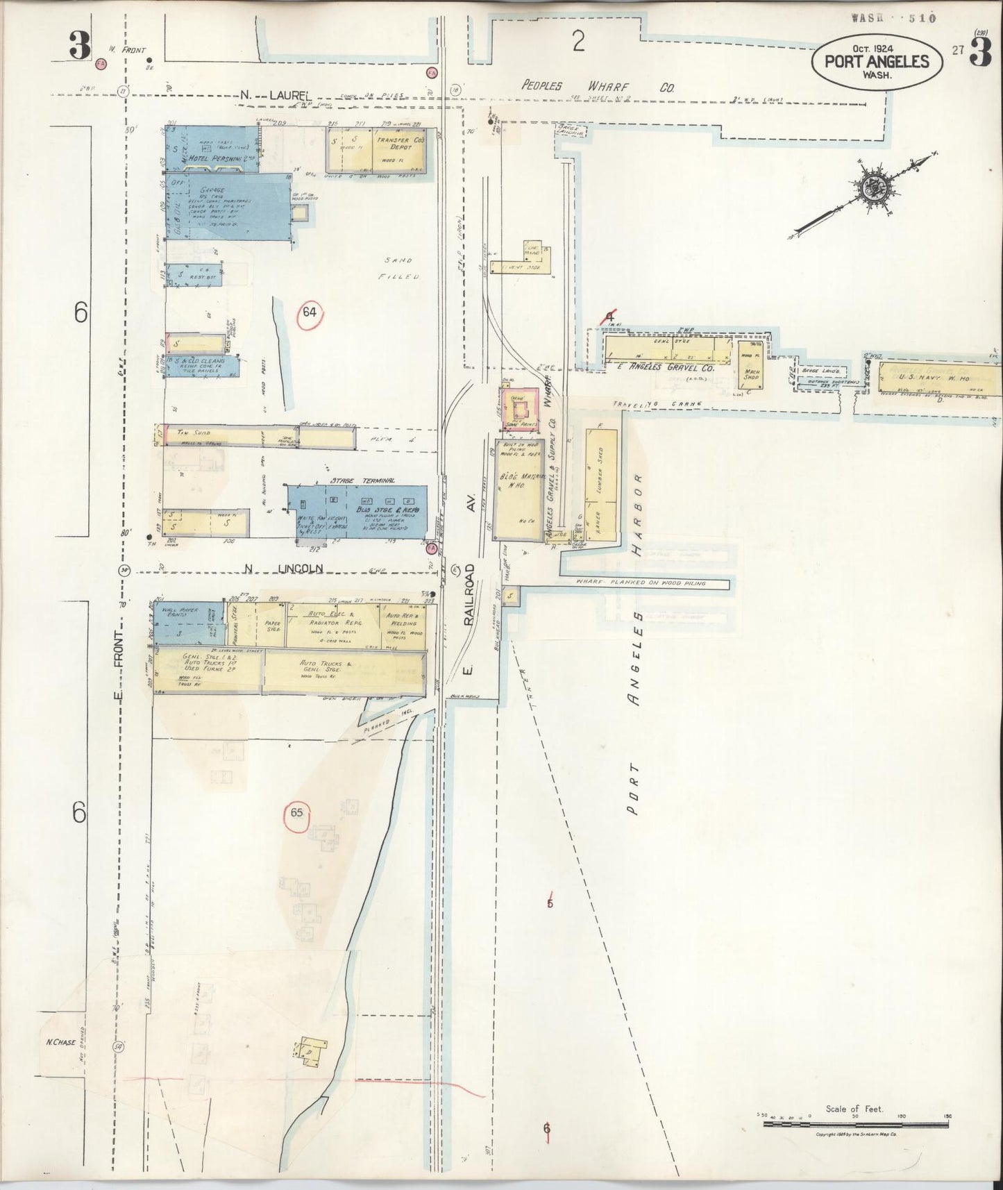 Sanborn Fire Insurance Map from Port Angeles, Clallam County, Washington (1949), Sheet #0003 - Complete Map Set gallery image, historic Sanborn map, vintage wall art, Washington Washington