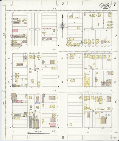Sanborn Fire Insurance Map from Douglas, Cochise County, Arizona (1909), Sheet #0007 - Complete Map Set gallery image, historic Sanborn map, vintage wall art, Arizona Arizona