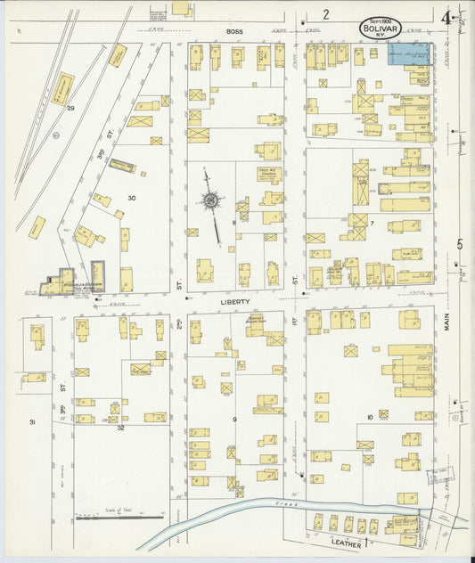 Sanborn Fire Insurance Map from Bolivar, Allegany County, New York (1909), Sheet #0004 - Historic Sanborn Fire Insurance Map Print, vintage old map wall art, antique decor, genealogy gift, New York New York map