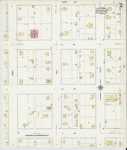 Sanborn Fire Insurance Map from Perkins, Payne County, Oklahoma (1915), Sheet #0002 - Complete Map Set gallery image, historic Sanborn map, vintage wall art, Oklahoma Oklahoma
