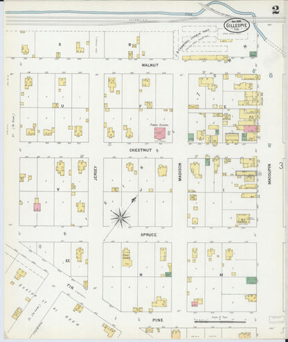 Sanborn Fire Insurance Map from Gillespie, Macoupin County, Illinois (1899), Sheet #0002 - Complete Map Set gallery image, historic Sanborn map, vintage wall art, Illinois Illinois