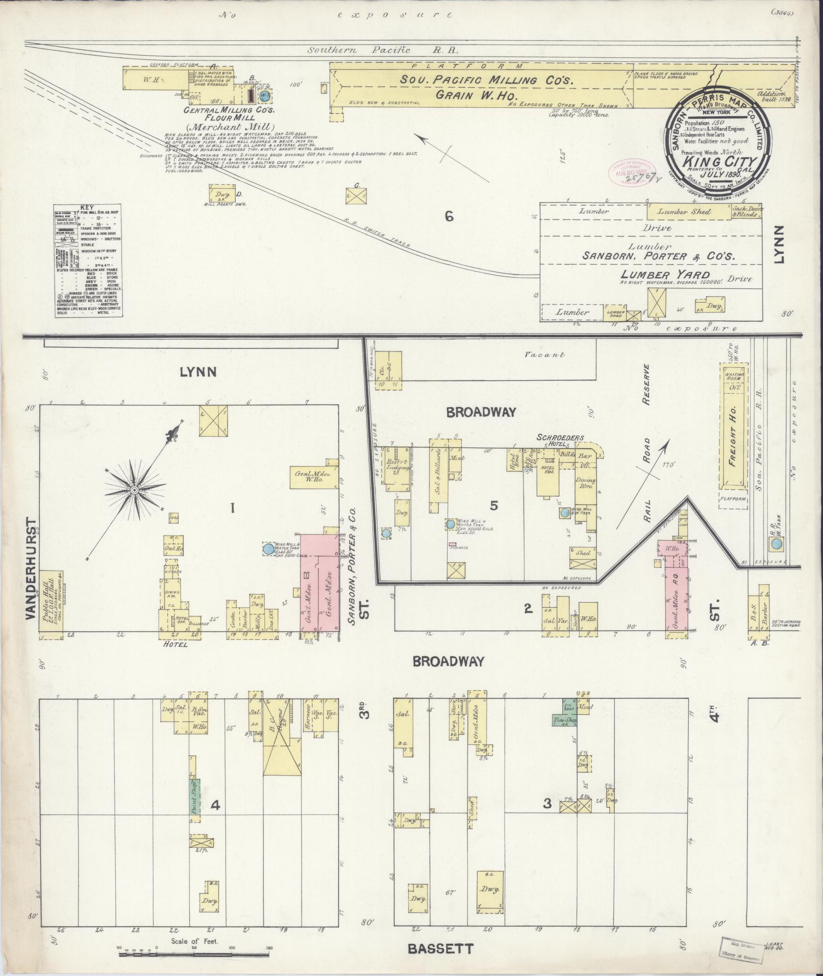 Sanborn Fire Insurance Map from King City, Monterey County, California (1890), Sheet #0001 - Historic Sanborn Fire Insurance Map Print, vintage old map wall art, antique decor, genealogy gift, California California map