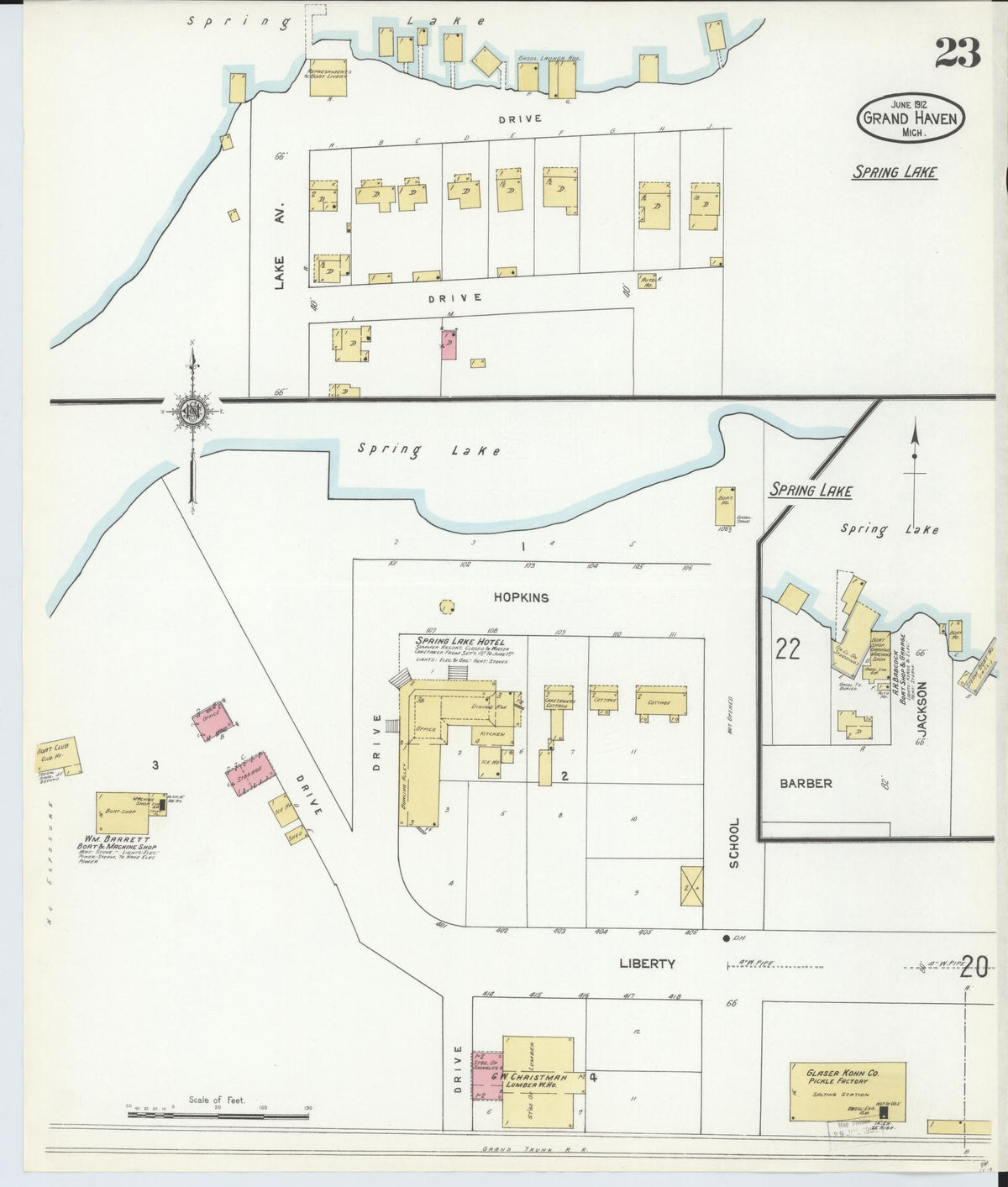 Sanborn Fire Insurance Map from Grand Haven, Ottawa County, Michigan (1912), Sheet #0023 - Complete Map Set gallery image, historic Sanborn map, vintage wall art, Michigan Michigan