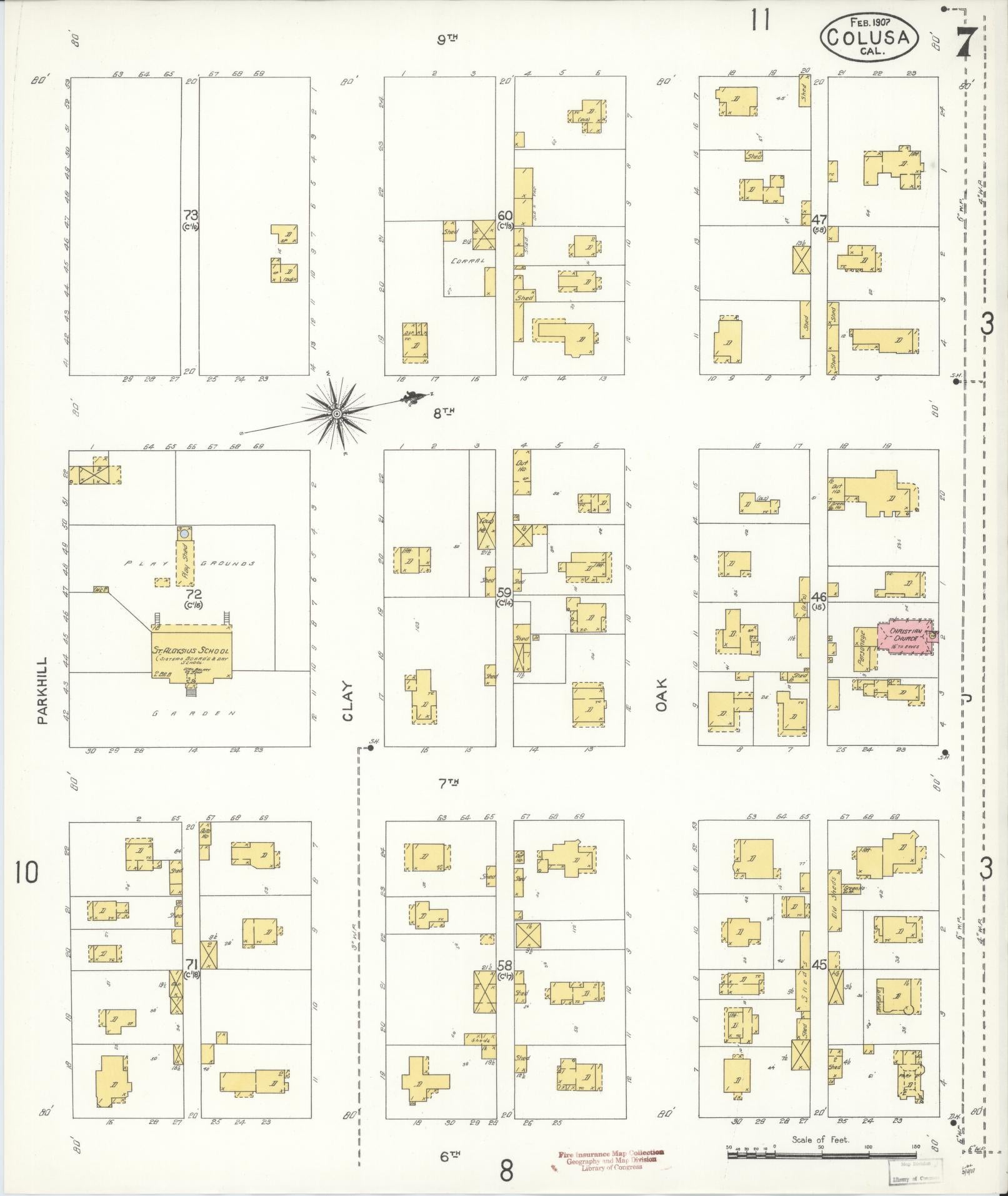 Sanborn Fire Insurance Map from Colusa, Colusa County, California (1907), Sheet #0007 - Historic Sanborn Fire Insurance Map Print, vintage old map wall art, antique decor, genealogy gift, California California map