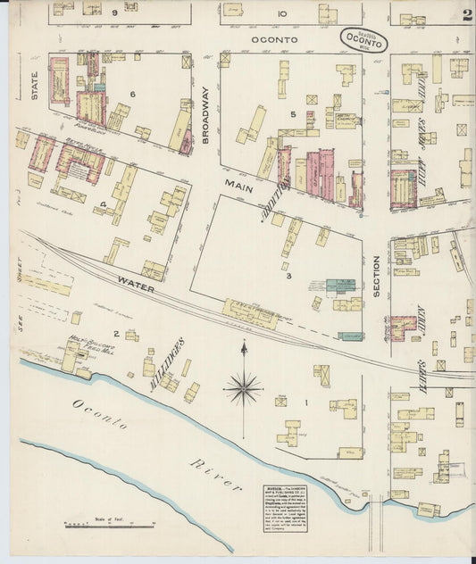 Sanborn Fire Insurance Map from Oconto, Oconto County, Wisconsin (1883), Sheet #0002 - Historic Sanborn Fire Insurance Map Print, vintage old map wall art, antique decor, genealogy gift, Wisconsin Wisconsin map