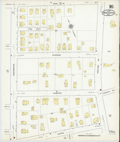 Sanborn Fire Insurance Map from Winchester, Middlesex County, Massachusetts (1916), Sheet #0016 - Complete Map Set gallery image, historic Sanborn map, vintage wall art, Massachusetts Massachusetts
