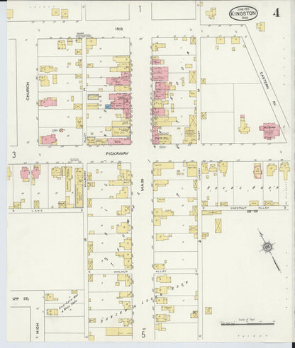 Sanborn Fire Insurance Map from Kingston, Ross County, Ohio (1915), Sheet #0004 - Historic Sanborn Fire Insurance Map Print, vintage old map wall art, antique decor, genealogy gift, Ohio Ohio map