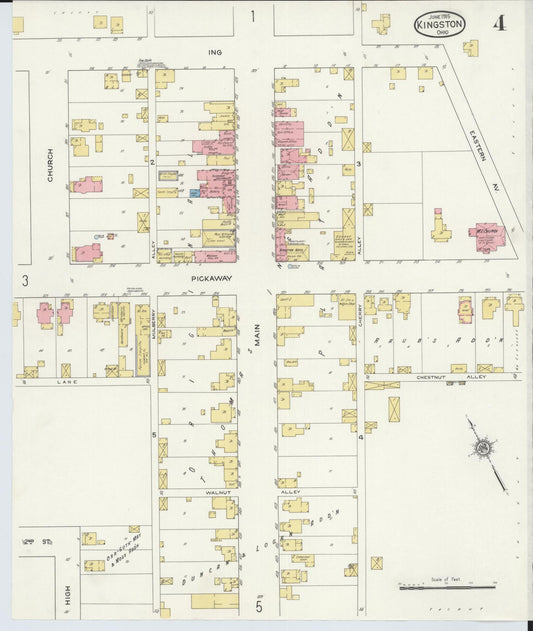 Sanborn Fire Insurance Map from Kingston, Ross County, Ohio (1915), Sheet #0004 - Historic Sanborn Fire Insurance Map Print, vintage old map wall art, antique decor, genealogy gift, Ohio Ohio map