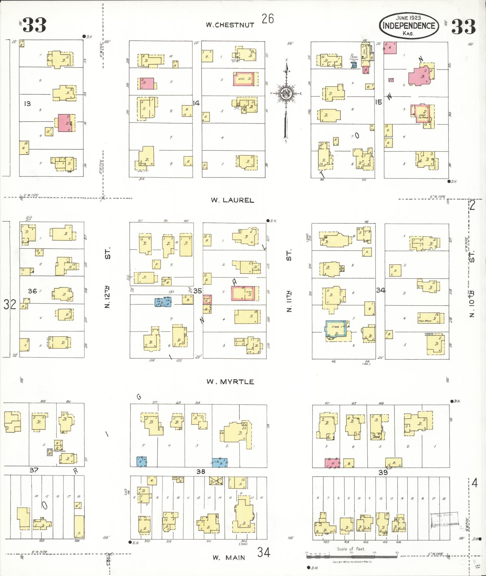 Sanborn Fire Insurance Map from Independence, Montgomery County, Kansas (1923), Sheet #0034 - Complete Map Set gallery image, historic Sanborn map, vintage wall art, Kansas Kansas