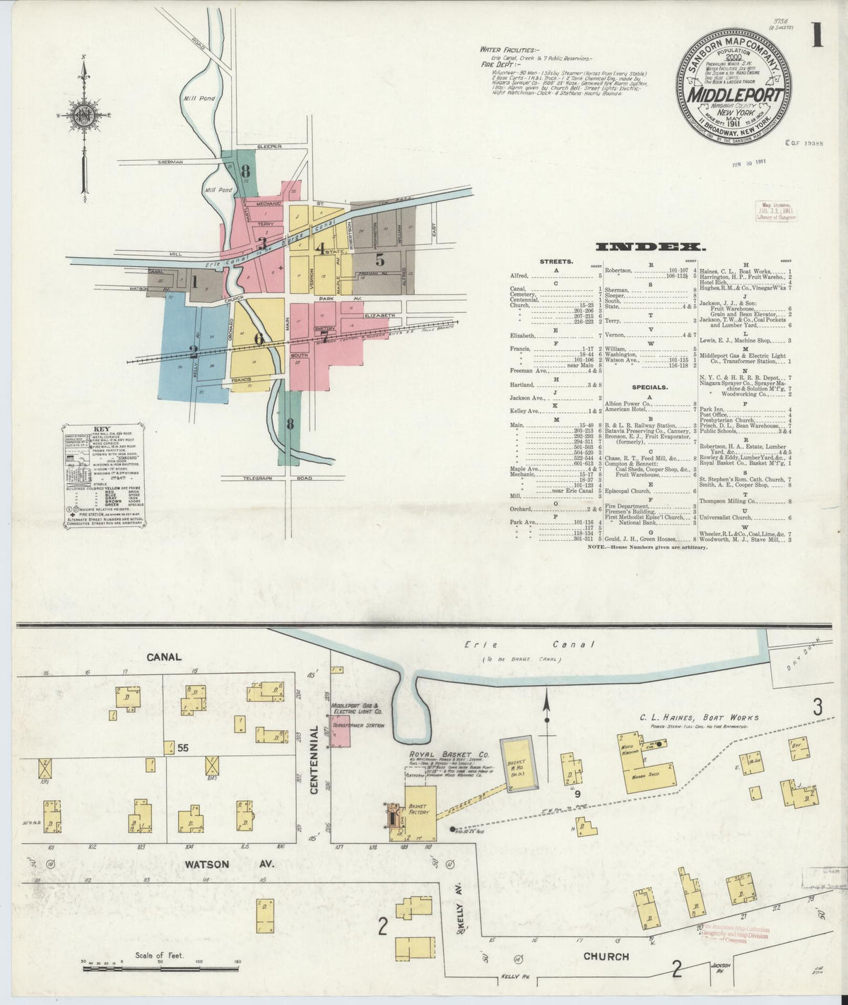 Sanborn Fire Insurance Map from Middleport, Niagara County, New York (1911), Sheet #0001 - Complete Map Set gallery image, historic Sanborn map, vintage wall art, New York New York