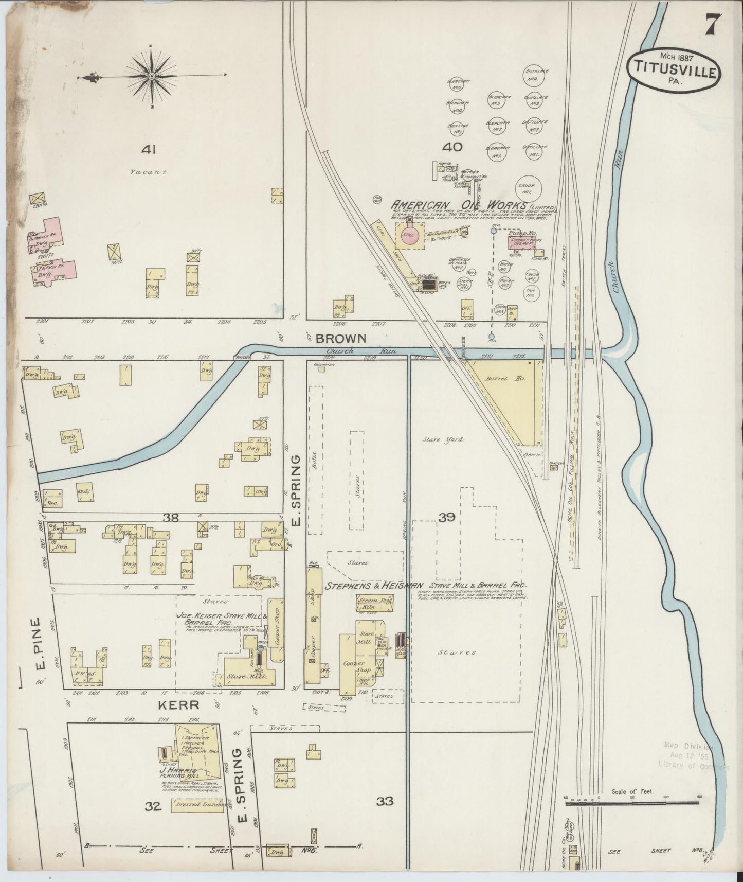 Sanborn Fire Insurance Map from Titusville, Crawford County, Pennsylvania (1887), Sheet #0007 - Complete Map Set gallery image, historic Sanborn map, vintage wall art, Pennsylvania Pennsylvania