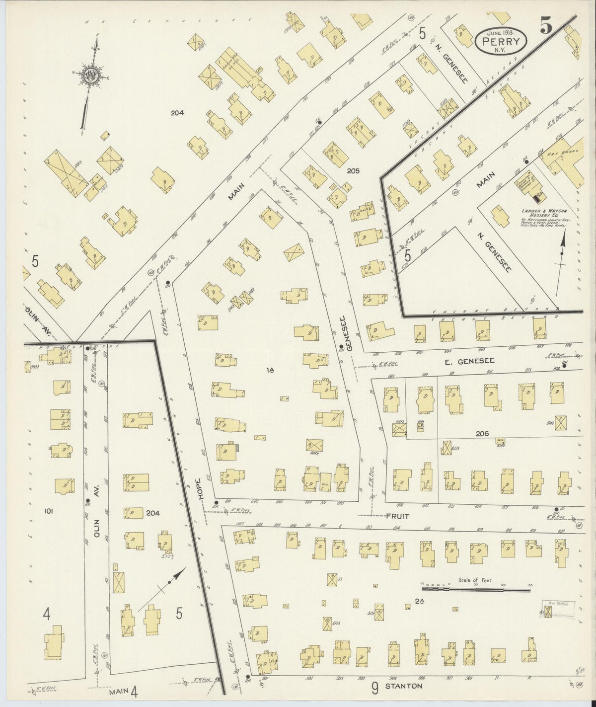 Sanborn Fire Insurance Map from Perry, Wyoming County, New York (1913), Sheet #0005 - Complete Map Set gallery image, historic Sanborn map, vintage wall art, Perry Wyoming