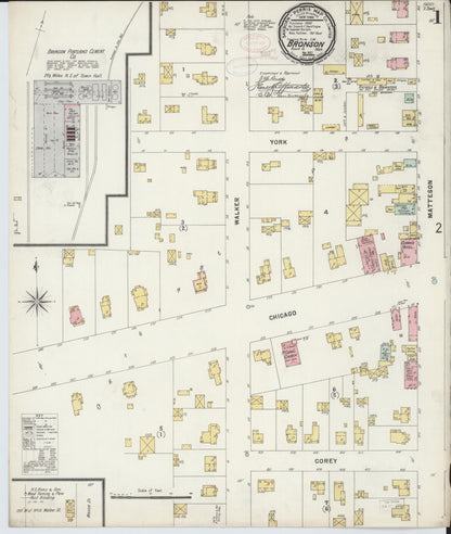 Sanborn Fire Insurance Map from Bronson, Branch County, Michigan (1897), Sheet #0001 - Complete Map Set gallery image, historic Sanborn map, vintage wall art, Michigan Michigan