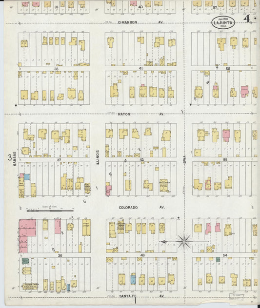 Sanborn Fire Insurance Map from La Junta, Otero County, Colorado (1900), Sheet #0004 - Historic Sanborn Fire Insurance Map Print, vintage old map wall art, antique decor, genealogy gift, Colorado Colorado map