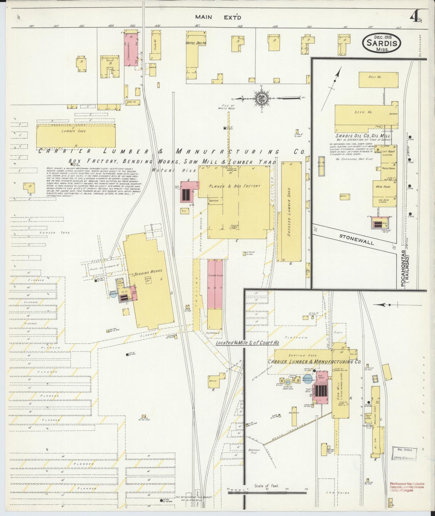 Sanborn Fire Insurance Map from Sardis, Panola County, Mississippi (1915), Sheet #0004 - Complete Map Set gallery image, historic Sanborn map, vintage wall art, Mississippi Mississippi