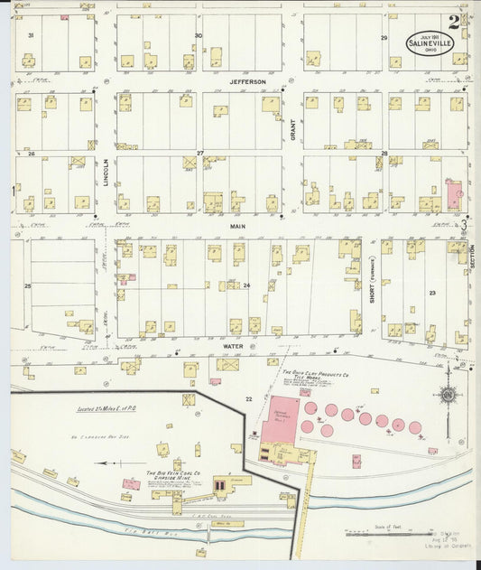 Sanborn Fire Insurance Map from Salineville, Columbiana County, Ohio (1911), Sheet #0002 - Historic Sanborn Fire Insurance Map Print, vintage old map wall art, antique decor, genealogy gift, Ohio Ohio map