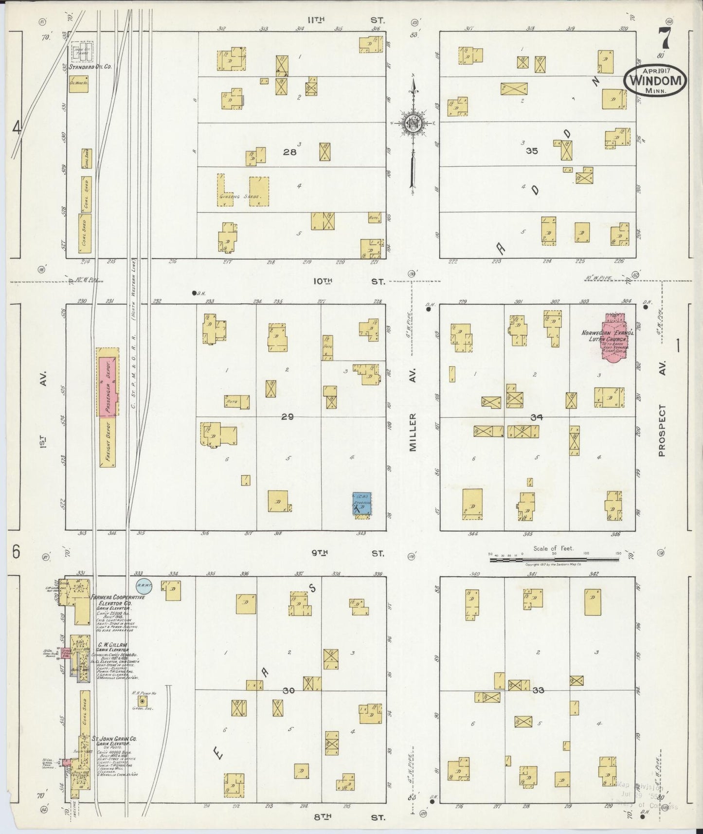 Sanborn Fire Insurance Map from Windom, Cottonwood County, Minnesota (1917), Sheet #0007 - Complete Map Set gallery image, historic Sanborn map, vintage wall art, Minnesota Minnesota