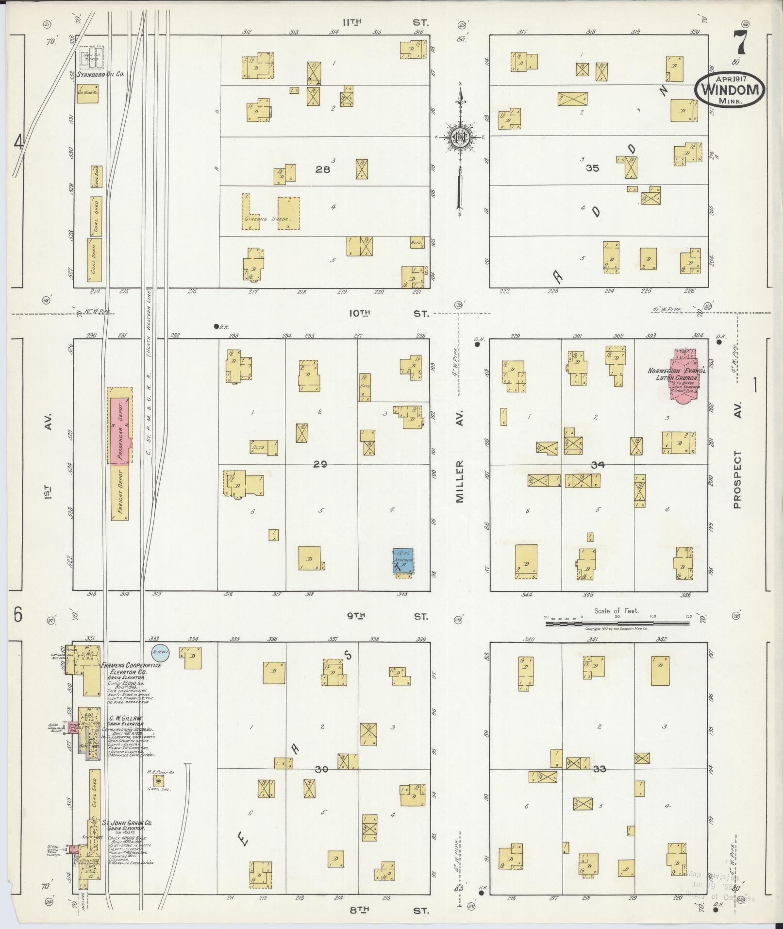 Sanborn Fire Insurance Map from Windom, Cottonwood County, Minnesota (1917), Sheet #0007 - Complete Map Set gallery image, historic Sanborn map, vintage wall art, Minnesota Minnesota