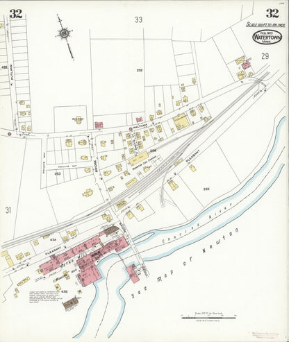 Sanborn Fire Insurance Map from Watertown, Middlesex County, Massachusetts (1923), Sheet #0032 - Complete Map Set gallery image, historic Sanborn map, vintage wall art, Massachusetts Massachusetts