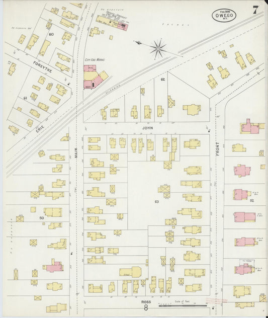 Sanborn Fire Insurance Map from Owego, Tioga County, New York (1898), Sheet #0007 - Historic Sanborn Fire Insurance Map Print, vintage old map wall art, antique decor, genealogy gift, New York New York map