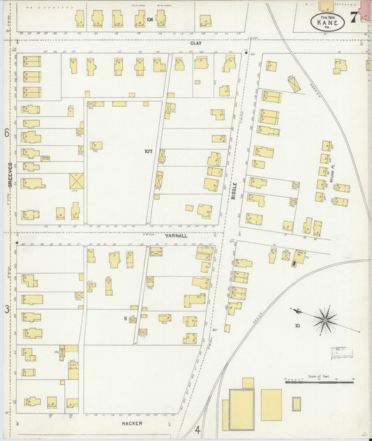 Sanborn Fire Insurance Map from Kane, McKean County, Pennsylvania (1904), Sheet #0007 - Historic Sanborn Fire Insurance Map Print, vintage old map wall art, antique decor, genealogy gift, Pennsylvania Pennsylvania map