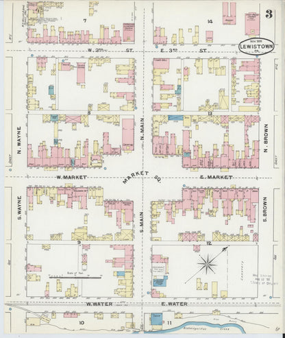 Sanborn Fire Insurance Map from Lewistown, Mifflin County, Pennsylvania (1891), Sheet #0003 - Complete Map Set gallery image, historic Sanborn map, vintage wall art, Pennsylvania Pennsylvania