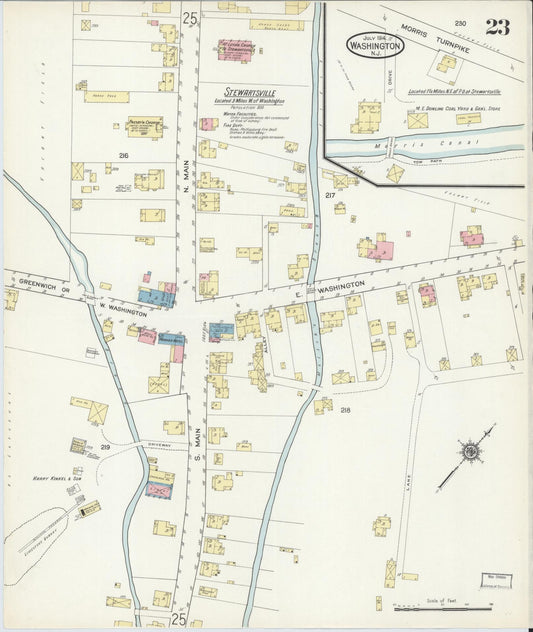 Sanborn Fire Insurance Map from Washington, Warren County, New Jersey (1914), Sheet #0023 - Historic Sanborn Fire Insurance Map Print, vintage old map wall art, antique decor, genealogy gift, Washington Washington map