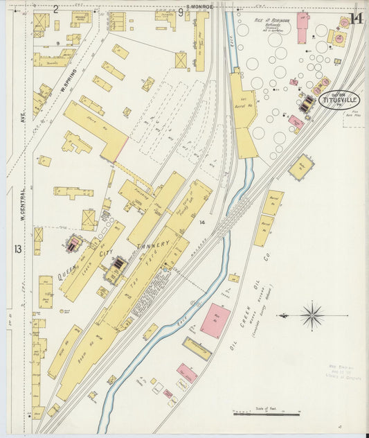 Sanborn Fire Insurance Map from Titusville, Crawford County, Pennsylvania (1898), Sheet #0014 - Historic Sanborn Fire Insurance Map Print, vintage old map wall art, antique decor, genealogy gift, Pennsylvania Pennsylvania map