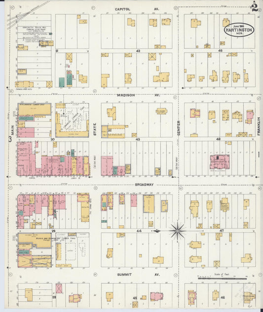 Sanborn Fire Insurance Map from Hartington, Cedar County, Nebraska (1904), Sheet #0002 - Historic Sanborn Fire Insurance Map Print, vintage old map wall art, antique decor, genealogy gift, Nebraska Nebraska map