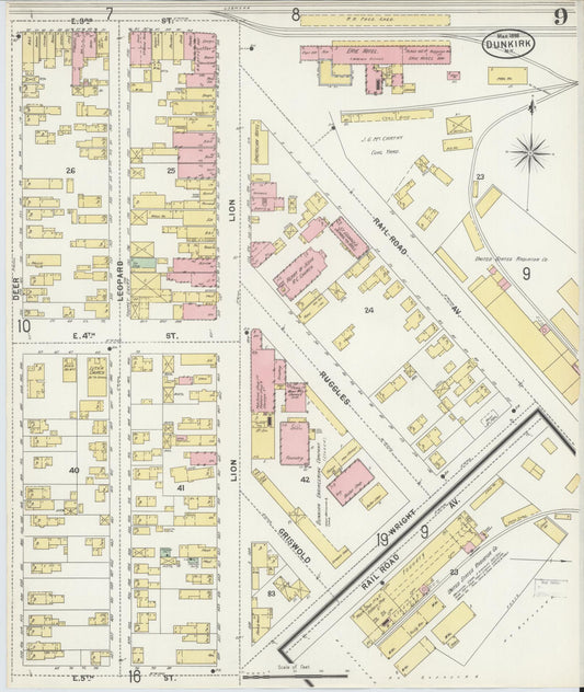 Sanborn Fire Insurance Map from Dunkirk, Chautauqua County, New York (1898), Sheet #0009 - Historic Sanborn Fire Insurance Map Print, vintage old map wall art, antique decor, genealogy gift, New York New York map